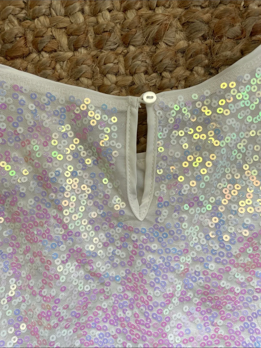 H&M White Iridescent Sequin Girls' Party Dress~size 8/9 years